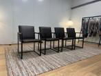 NIEUWSTAAT 4x Leolux Window Eetkamerstoel Leer, Huis en Inrichting, Stoelen, Bruin, Leer, Ophalen of Verzenden, Zo goed als nieuw