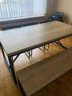 Tafel + zitbank (+ 3 stoelen), 150 à 200 cm, Cinq personnes ou plus, Chêne, Comme neuf