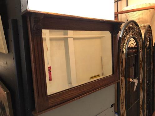 Beau miroir ancien en chêne avec verre taillé., Antiquités & Art, Antiquités | Miroirs, Moins de 50 cm, Moins de 100 cm, Rectangulaire