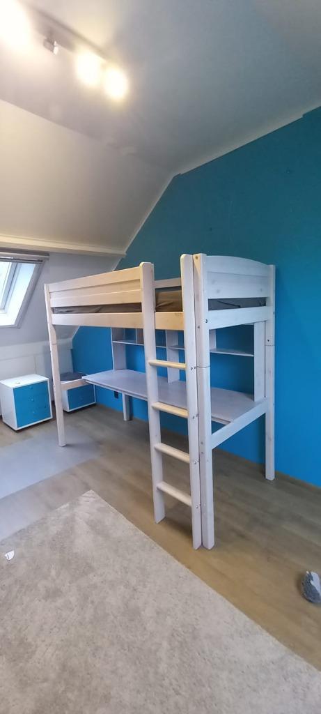 Hoogslaper met bureau (ook volledig uiteenhaalbaar)- Flexa, Huis en Inrichting, Slaapkamer | Bedden, Eenpersoons, 90 cm, 200 cm
