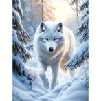 DIamond Painting witte wolf 50x40cm (vierkant), Verzenden, Nieuw, Knutselwerk