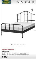 Lit en métal IKEA 140-200, Maison & Meubles, Chambre à coucher | Lits, Deux personnes, Noir, Enlèvement, Utilisé