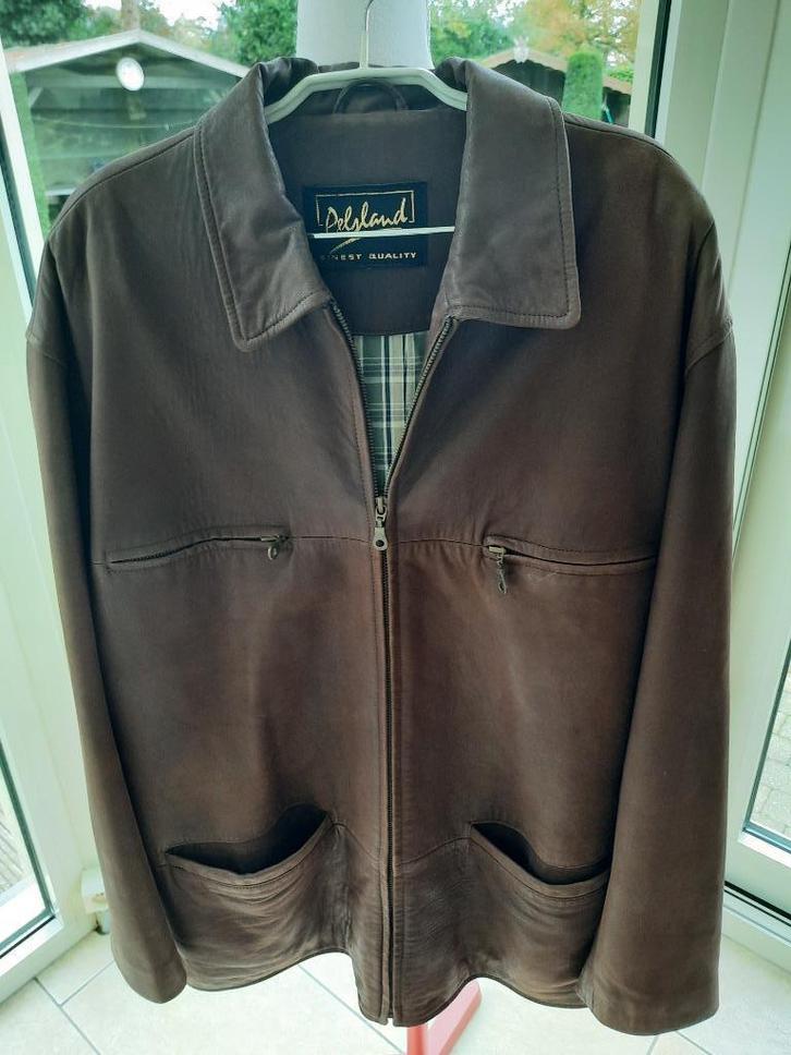 Mooie lederen jas PELSLAND - 50, Kleding | Heren, Jassen | Winter, Zo goed als nieuw, Maat 48/50 (M), Bruin, Ophalen of Verzenden