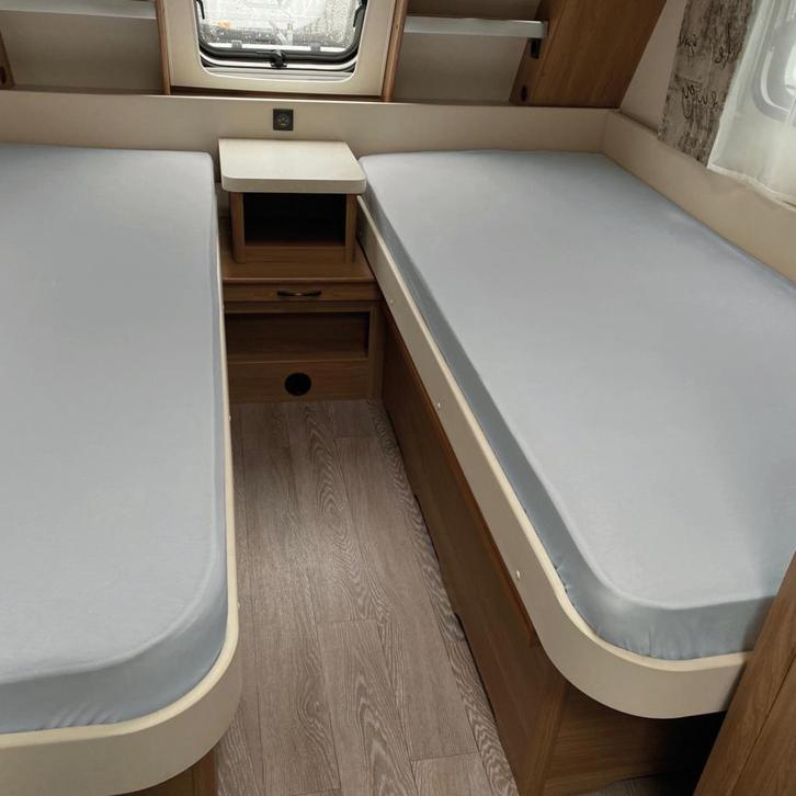 Enkele bedden indeling 2 delig, jersey hoeslakenset Lichtgri, Caravans en Kamperen, Caravanaccessoires