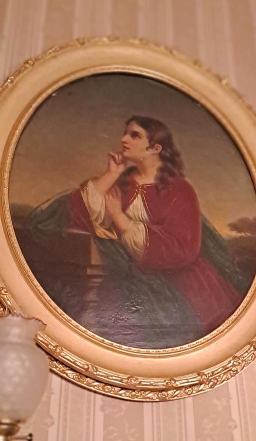 Zeer groot ovaal schilderij anno 1869, Antiek en Kunst, Kunst | Schilderijen | Klassiek, Ophalen