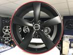 NIEUWE 18 inch 5x112 mat zwart / rode lip alu sportwielenset, Nieuw, Ophalen of Verzenden, Saab