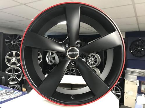 NIEUWE 18 inch 5x112 mat zwart / rode lip alu sportwielenset, Autos : Pièces & Accessoires, Autres pièces automobiles, Audi, BMW