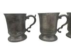 Lot de 4 chopes anciennes en étain 1/2 Pint - Deleeuw Frères, Antiquités & Art, Enlèvement ou Envoi