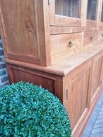 Buffet/vitrine en teck LIVRAISON GRATUITE, Maison & Meubles, Teck, 200 cm ou plus, Avec tablette(s), Comme neuf