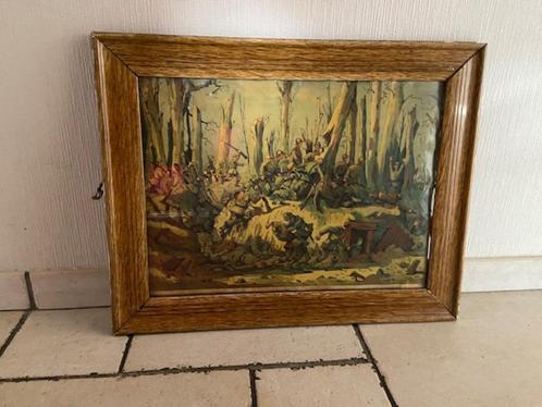 Afdruk Slag van Houthulst, Antiek en Kunst, Kunst | Etsen en Gravures, Ophalen