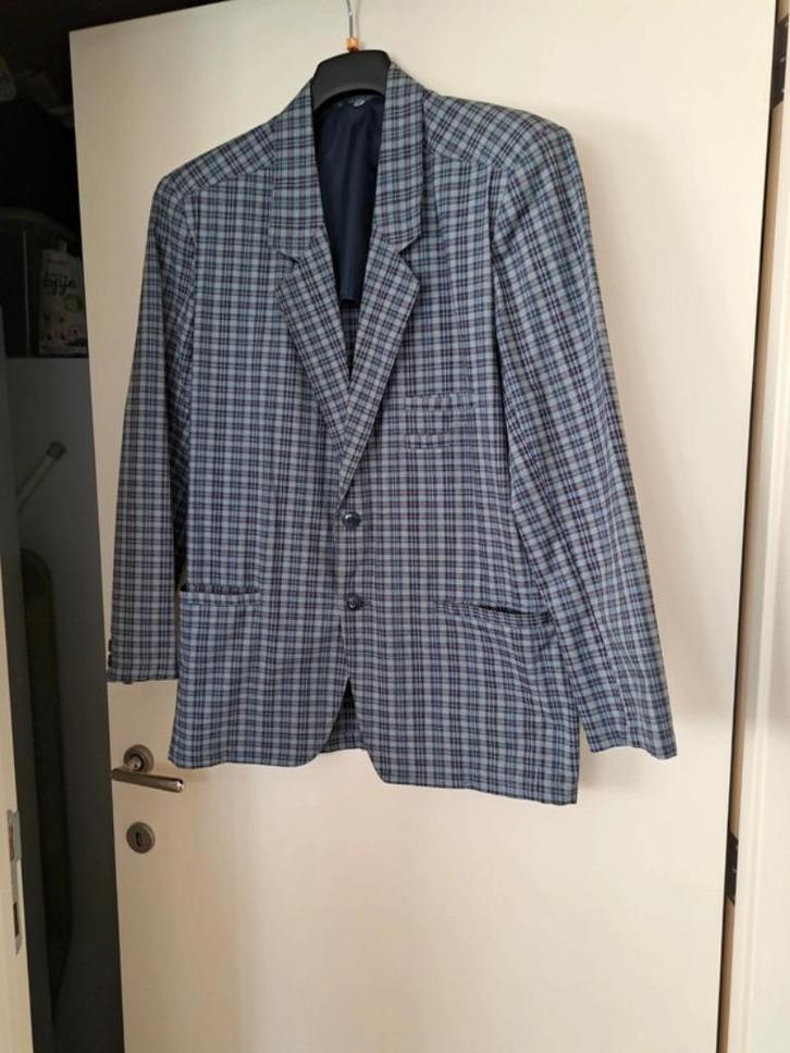Geruit licht blazerjasje Maat 48, Kleding | Heren, Kostuums en vesten, Zo goed als nieuw, Maat 48/50 (M), Blauw, Verzenden