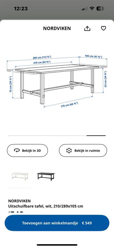 Ikea nordviken tafel, Huis en Inrichting, Tafels | Eettafels, Ophalen