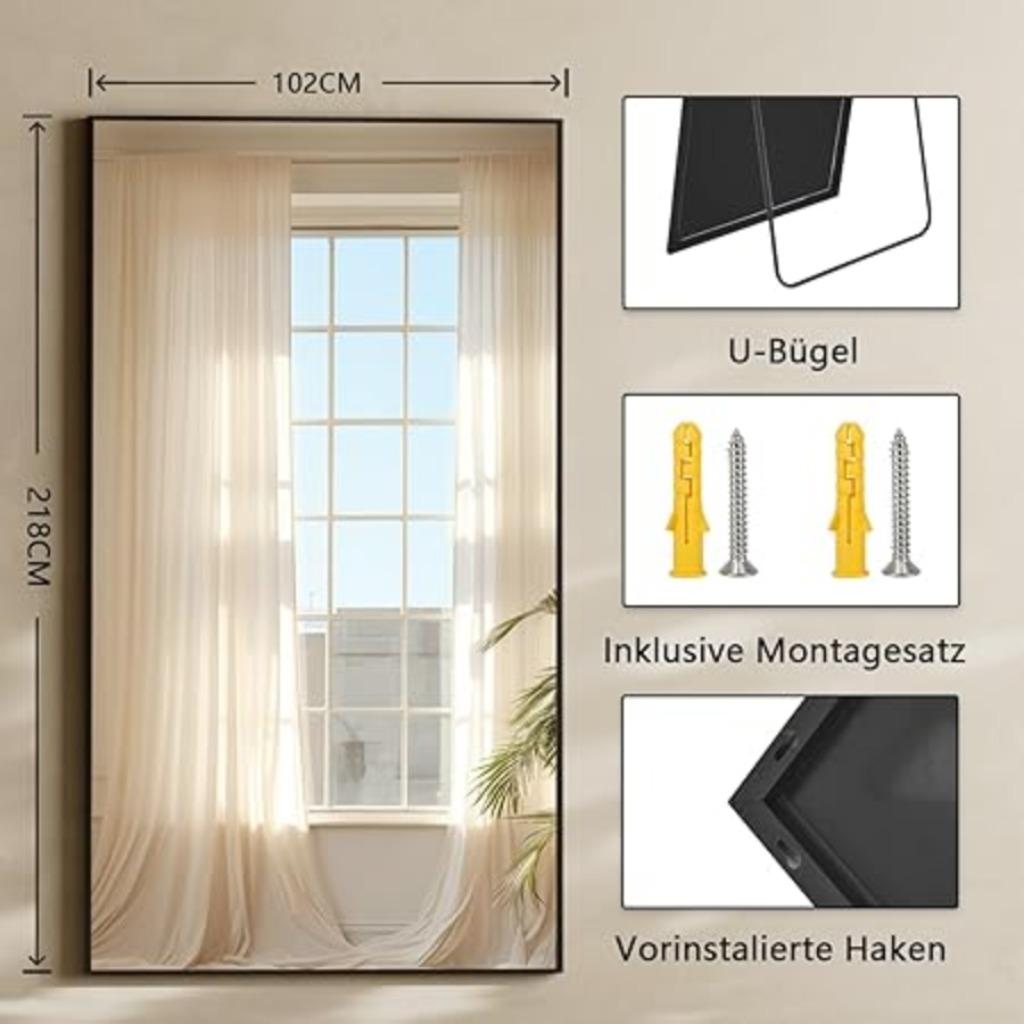 Grote oversized staande spiegel | 102 x 218 cm | Nieuw, Huis en Inrichting, Woonaccessoires | Spiegels, -, -, Nieuw, Beautypeak