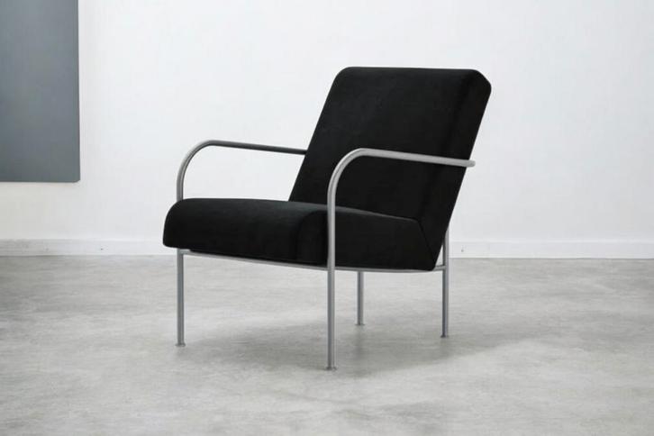 2 Vintage Ikea PS fauteuils zwart, Huis en Inrichting, Stoelen, Gebruikt, Stof, Zwart, Ophalen