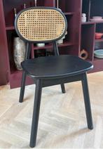 Set van 2 eetkamerstoelen, zwart hout en gevlochten rotan, Huis en Inrichting, Ophalen, Riet of Rotan, Twee, Zwart