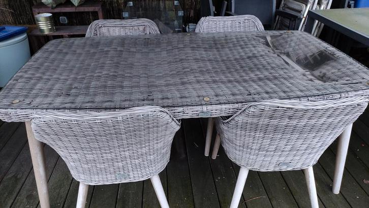 Leuke tuinset tafel met 4 stoelen, Tuin en Terras, Tuinsets en Loungesets, Gebruikt, Tuinset, Aluminium, 4 zitplaatsen, Eettafel