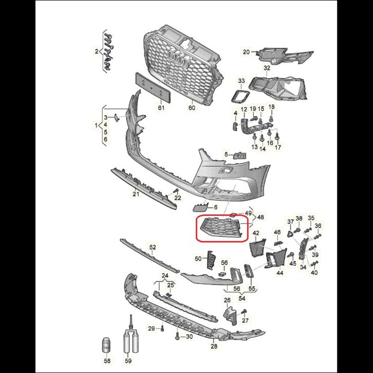 GRILLE PARE CHOC AVANT GAUCHE AUDI RS3 8V BERLINE/SPORTBACK, Autos : Divers, Tuning & Styling, Enlèvement