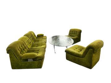 Vintage 6 delige mosgroene modulaire salon / zetel / canapé  beschikbaar voor biedingen