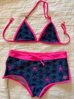 Bikini Jeanskleur met roze sterren WE maat 146-152 met parel, Gebruikt, WE, Bikiniset, Ophalen of Verzenden