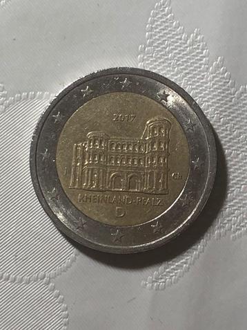 Gebruikte Duitse J herdenkingsmunt van 2 euro 2017., Postzegels en Munten, Munten | Europa | Euromunten, Ophalen of Verzenden