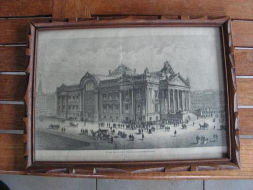Cadre ancien avec ancien dessin La Bourse Bruxelles 1874, Antiquités & Art, Antiquités | Livres & Manuscrits, Enlèvement ou Envoi