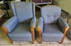 Set stoffen zetels, Huis en Inrichting, Fauteuils, Hout, Gebruikt, 75 tot 100 cm, 75 tot 100 cm