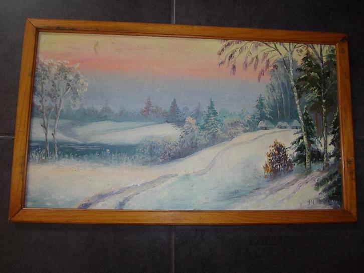 Winterlandschap in Oekraïne, Antiek en Kunst, Kunst | Schilderijen | Klassiek, Ophalen of Verzenden