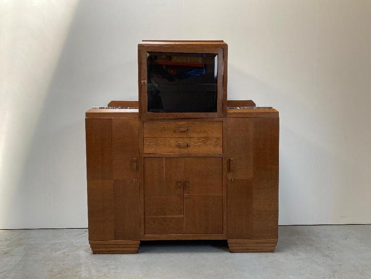 Art Deco buffetkast in eik, Huis en Inrichting, Kasten | Buffetkasten, Zo goed als nieuw, 150 tot 200 cm, 100 tot 150 cm, 25 tot 50 cm