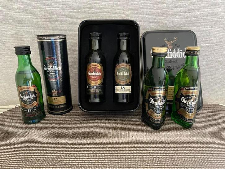 glenfiddich 5 miniaturen vol, Verzamelen, Wijnen, Nieuw, Overige typen, Overige gebieden, Vol, Ophalen