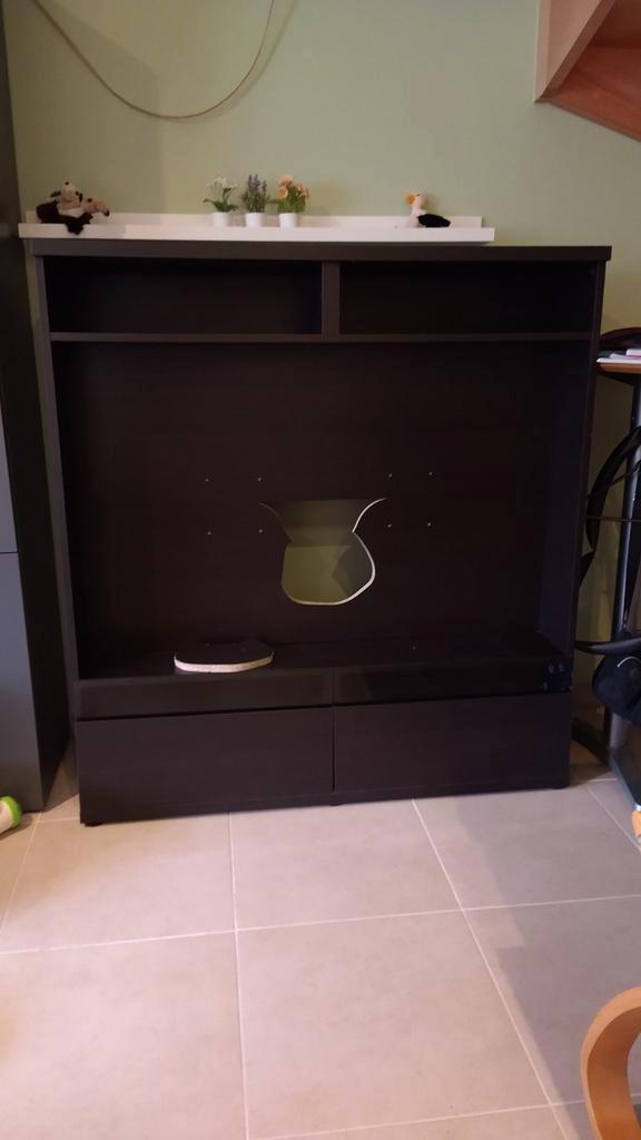 Tv-kast Ikea Besta zwartbruin, Huis en Inrichting, Kasten |Televisiemeubels, Gebruikt, Ophalen