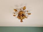 Florentijnse plafondlamp in goudkleurig metaal, 1970, Ophalen of Verzenden