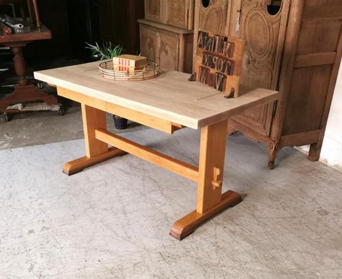 Zwaar eiken kloostertafel met 2 grote lades 150 x 73 H 77, Antiek en Kunst, Antiek | Meubels | Tafels, Ophalen