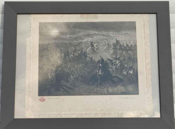 eau forte epreuve d etat signe charles bernier, Antiek en Kunst, Kunst | Etsen en Gravures, Ophalen of Verzenden