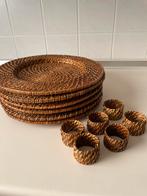 6 rotan borden + 6 servetringen., Enlèvement ou Envoi, Neuf, Rond, Osier