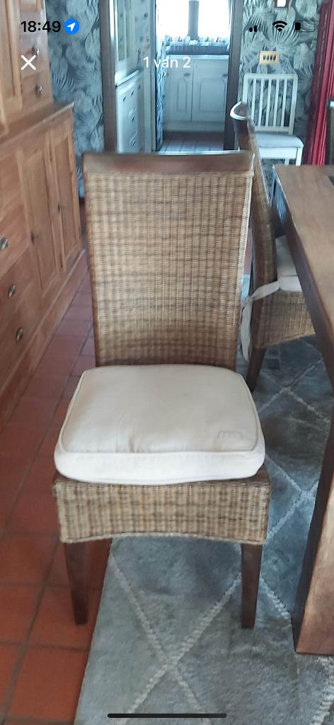Te koop rieten huiskamer stoelen, Ophalen, Gebruikt, Bruin, Landelijk