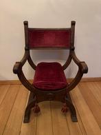 Fauteuil ancien en bois massif et velours rouge, Enlèvement