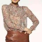 Transparante blouse Ba&sh met print en roezels, Overige kleuren, Verzenden, Zo goed als nieuw, Ba&sh