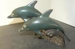 bronzen sculptuur van twee dolfijnen [2055], Antiek en Kunst, Ophalen