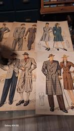 Oude textiel prenten jaren 1945-46, Antiek en Kunst, Antiek | Schoolplaten, Ophalen of Verzenden