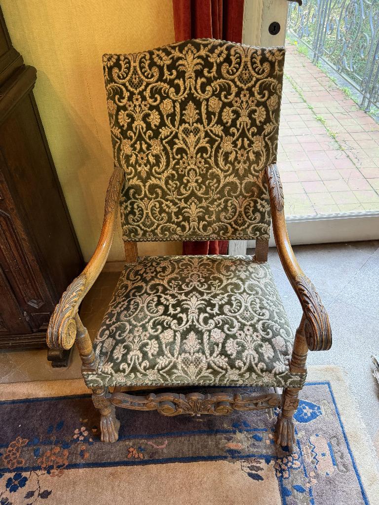 Lot de 3 fauteuils style Louis XIV – Bois sculpté, Antiquités & Art, Enlèvement