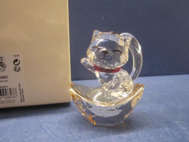 Swarovski Aziatische symbolen Lucky Cat, Gelukskat, Verzamelen, Swarovski, Ophalen of Verzenden, Nieuw, Figuurtje