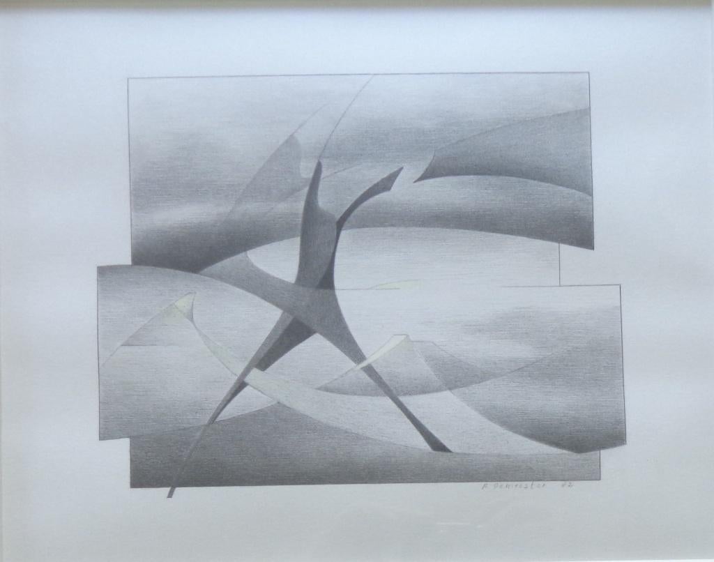 RENEE DEMEESTER / ABSTRACT LANDSCHAP ORIGINEEL 46x52cm KADER, Enlèvement ou Envoi