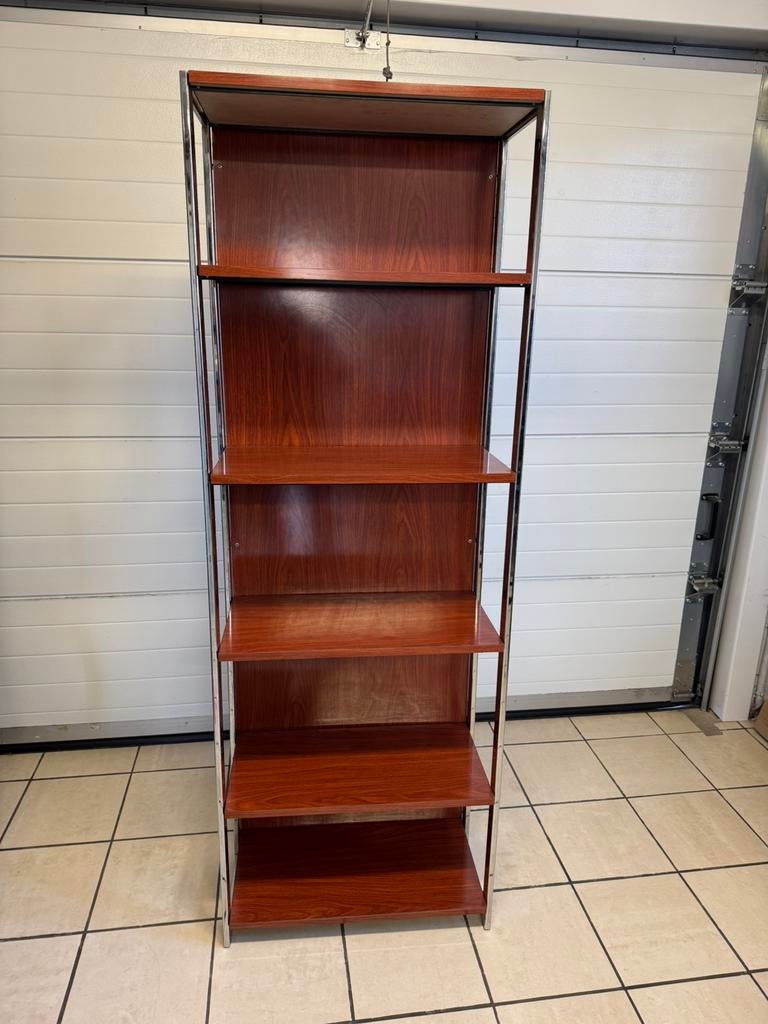 Vintage chromen boekenrek jaren 60-70, Ophalen, Zo goed als nieuw