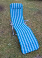 Ligstoel - tuinstoel - blauw wit gestreept, Tuin en Terras, Ophalen, Zo goed als nieuw, Kunststof, Inklapbaar