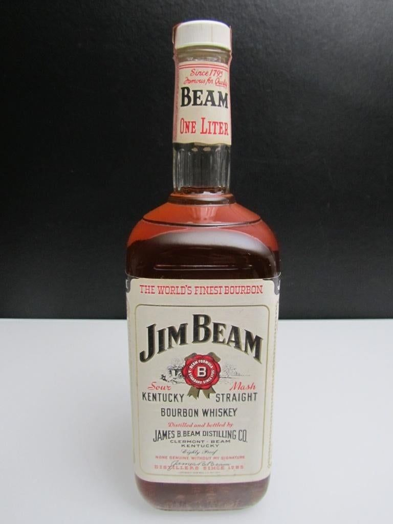 JIM BEAM Kentucky Straight Bourbon (1980) - 80 proof, Verzamelen, Overige typen, Ophalen of Verzenden, Zo goed als nieuw, Vol