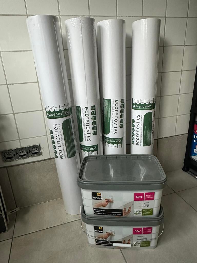 Vliesbehang + behangerslijm NIEUW, Ophalen, 75 m² of meer, Wit, Vliesbehang / renovlies