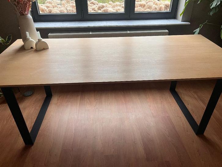 Tafel Eik met stalen poten, Maison & Meubles, Pièces pour table, Utilisé, Dessus de la table, 150 à 200 cm, 100 à 150 cm, Rectangulaire