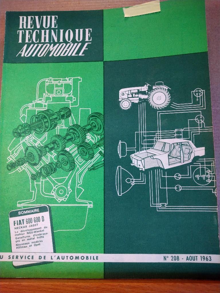 RTA 208 - Fiat 600 - 600 D Neckar Jagst - août 1963, Auto diversen, Handleidingen en Instructieboekjes, Ophalen of Verzenden
