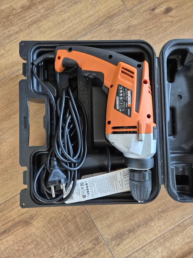 Perceuse à percussion WORX 810W WX312 + coffret, Enlèvement, Comme neuf, Perceuse