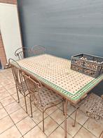 Tafel en 6 stoelen gietijzer, Tuin en Terras, Ophalen